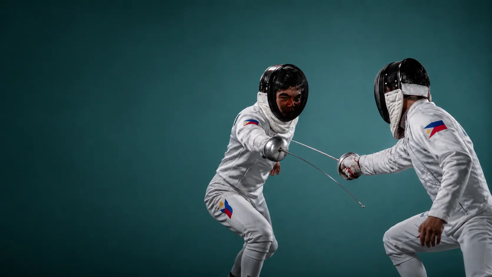 Fencer competing on the strip